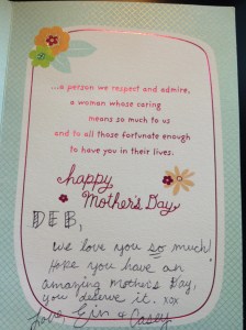 Mother Day card, inside